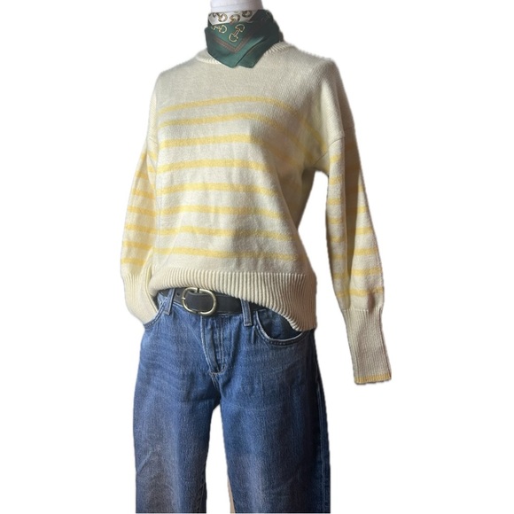 Philosophy Preppy Yellow Tonal Striped Crew Neck Soft Knit Sweater Women’s Sz M - Picture 13 of 16